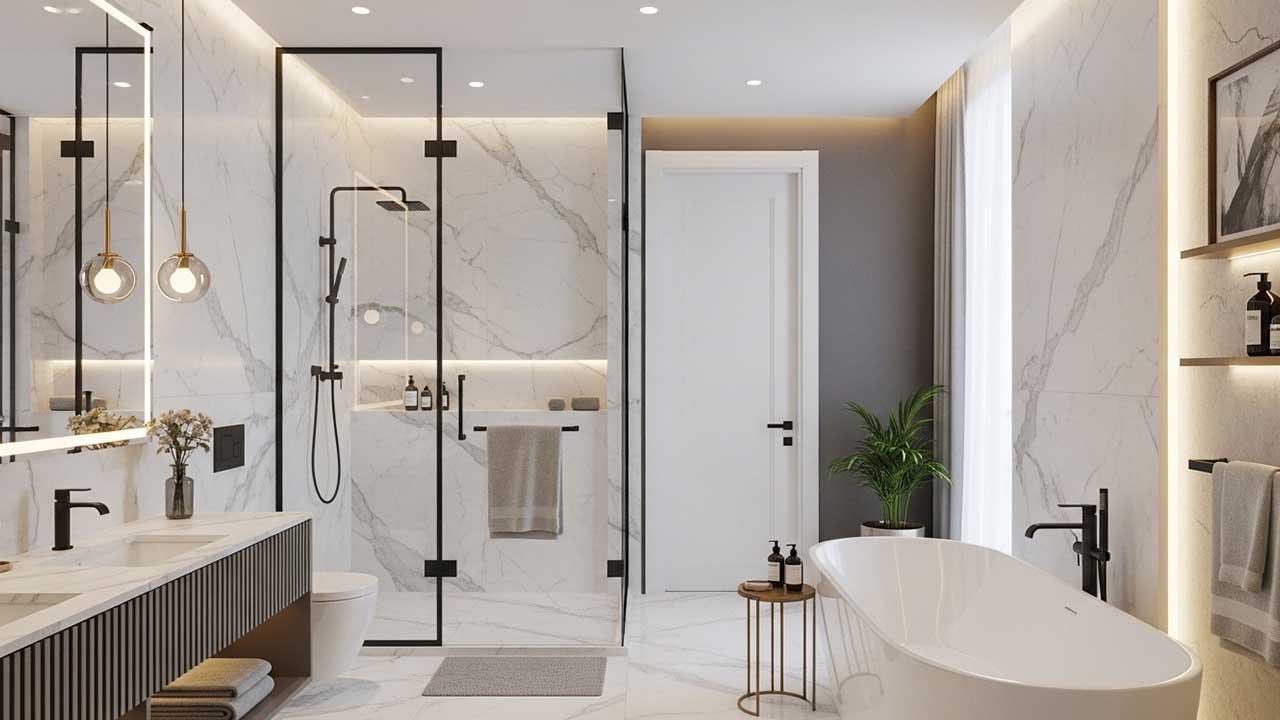 أحدث ديكورات الحمامات 2025: تصميم حمامات مودرن وفاخرة