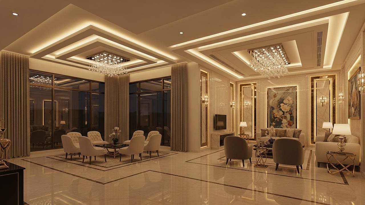 إضاءة داخلية احترافية: سر تصميم فلل قطر الفاخرة وأنظمة الإضاءة