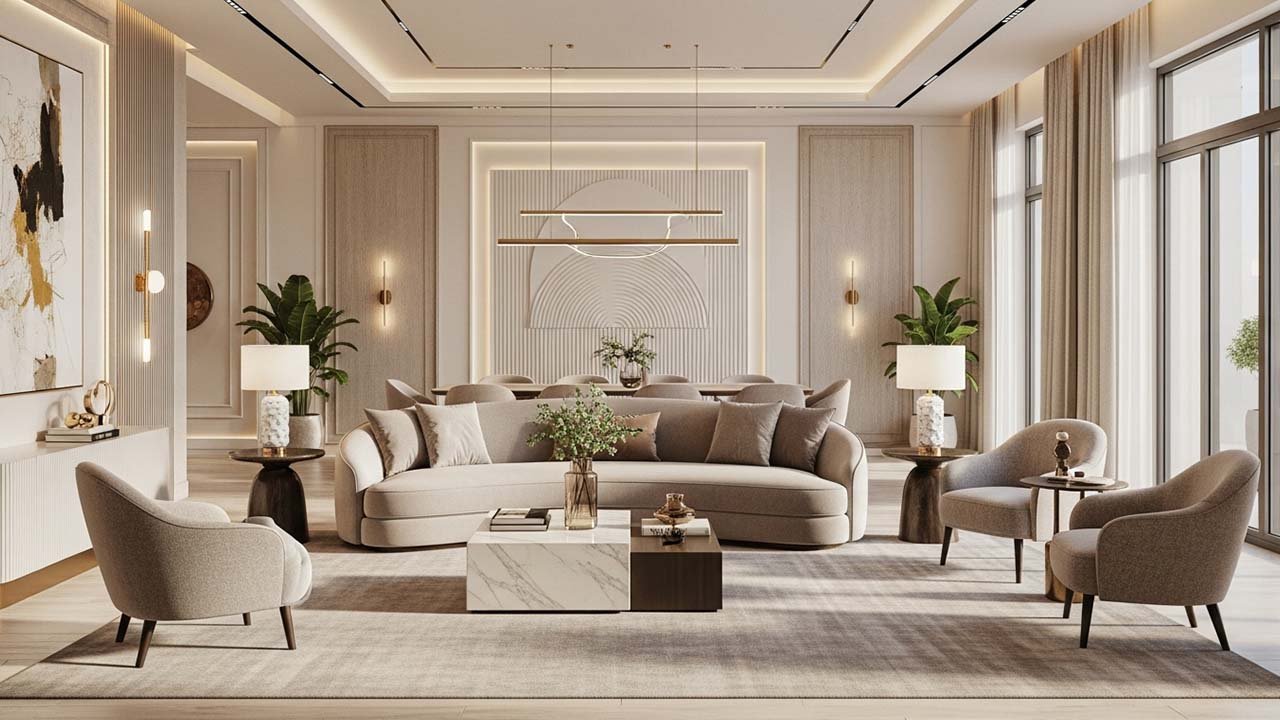 تنسيق غرفة المعيشة: تصميم صالات فاخرة ومريحة في قطر