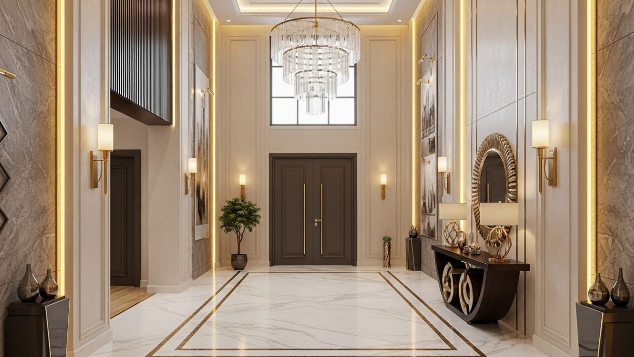 ديكور المدخل: تصميم المداخل الفخمة لقصور وفلل قطر